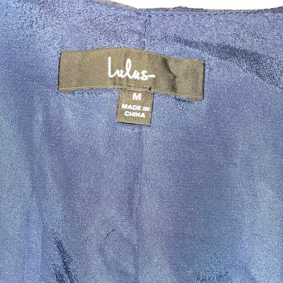 Lulus Evening of Elegance Navy Blue Floral Jacquard Wrap Midi Dress size Medium - Picture 9 of 10